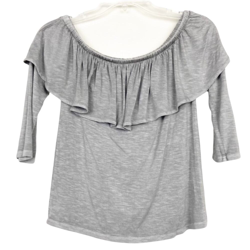 American Eagle Gray Off The Shoulder Flounce Top Sz XS